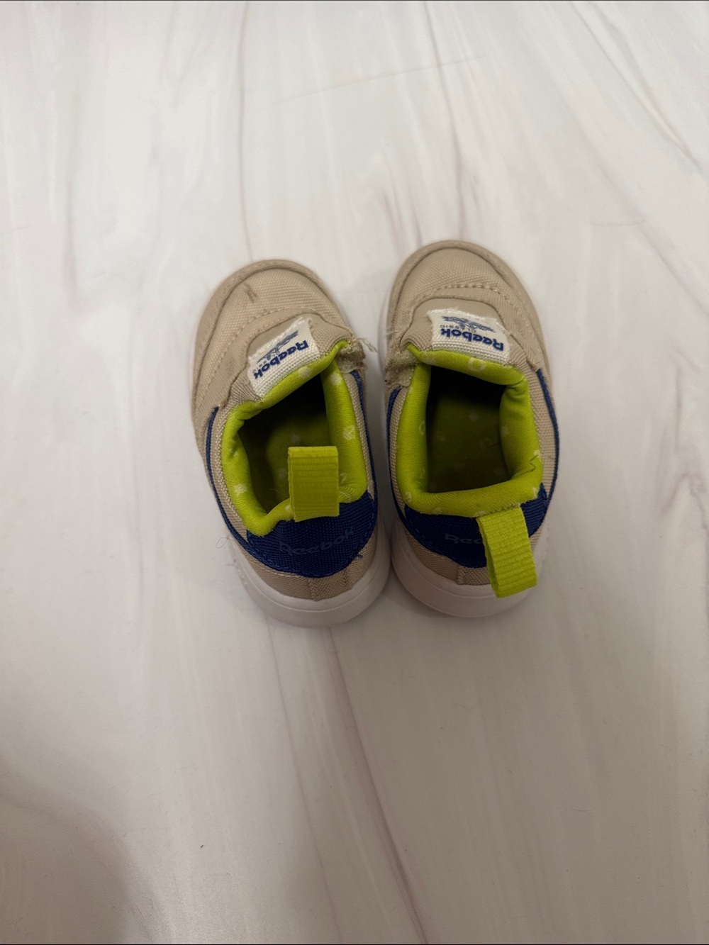Reebok Kids Beige, Blue and Lime Slip-On Sneakers